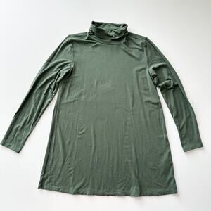 Eileen Fisher Tencel Long Sleeve Turtleneck Tee Green